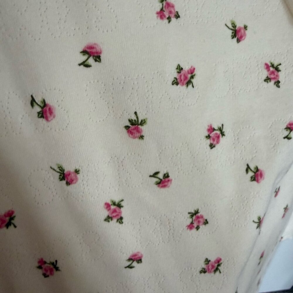 SKIMS NWOT Logo Pointelle Floral Cream Mini Dress - Picture 3 of 9